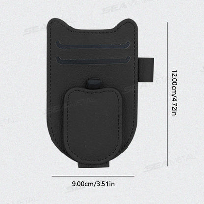 Car Sun Visor Glasses Holder Magnetic Eyeglasses Hanger Clip Luxury Leatherette Car Sunglasses Holder Mount Universal