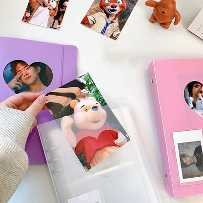 A5 Kpop Photocard Holder Binding Photo Cards Holder in Polaroid Album Book 3 Inches Heart Photo Card School Stationery Binder