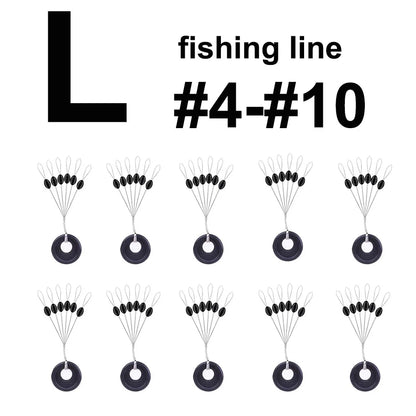 60 pcs 10 Group Rubber Silicon Space Bean Profession Fishing Float Resistance Anti-Strand fishing Line gear Connector Stopper