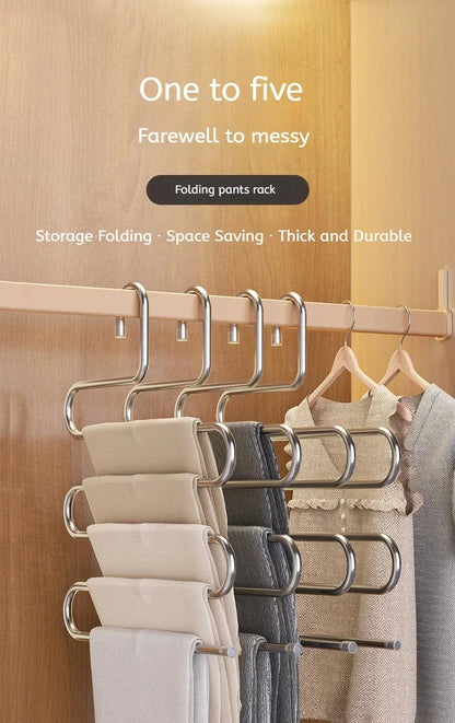 5 Layers Multi-functional Clothes Hangers Non-slip Pant Storage Rack Cloth Rack with Multiple Functions for Hanging and Storage