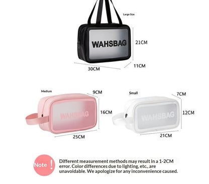 Homefish Pu Transparent Three Piece Makeup And Toiletries Bag, Large Capacity Pvc Semi Transparent Frosted Portable Storage Bag