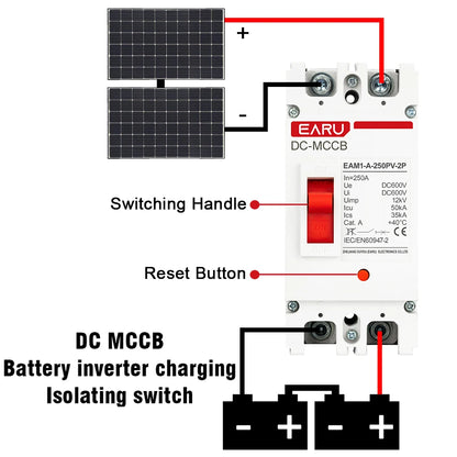 DC 300V 600V DC Solar Molded Case Circuit Breaker MCCB Overload Protection Switch Protector for Solar Photovoltaic PV 125A 250A