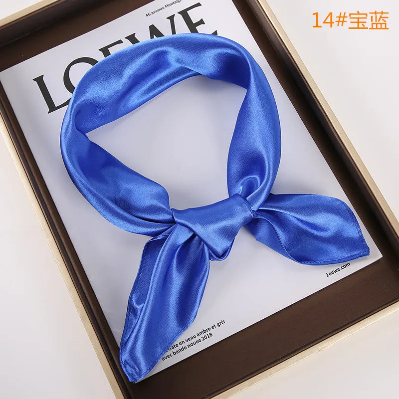 New Solid 60x60cm Square Scarf Single Imitation Silk Bright Light And Satin Performance Scarves Party Gift