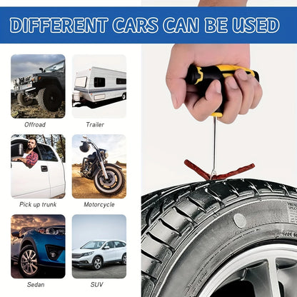 Emergency Tire Repair Kit - Heavy-Duty Glue & Rubber Strips for Flat Puncture Fix on Cars/Trucks/RVs, On-the-Go Safety Solution