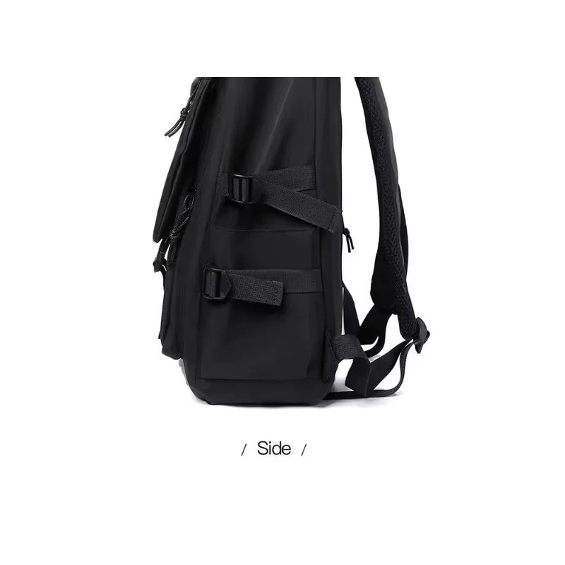 One 15 Inch Polyester Waterproof Solid Color Simple Men's Backpack Fashion Couple Student Computer Backpack