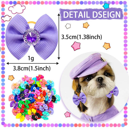 10/20/50PCS Dog Bow Puppy Grooming Accessories Decoration Cats Dogs Hair Bow Wholesale Multicolour Bow Rubber Band Pet Supplies