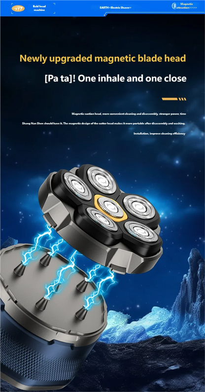 Electric Head Shaver for Bald Men 6D Magnetic Razor Hair Trimmer Rechargeable LED Waterproof Face Hair Cutting