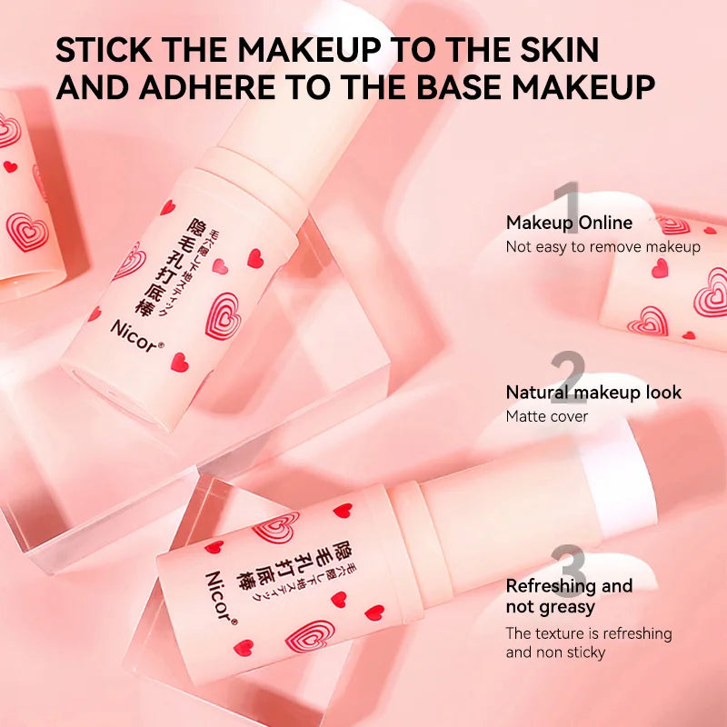 Pre-makeup isolation base stick, less prone to powder sticking, natural makeup effect, matte coverage, and long-lasting makeup