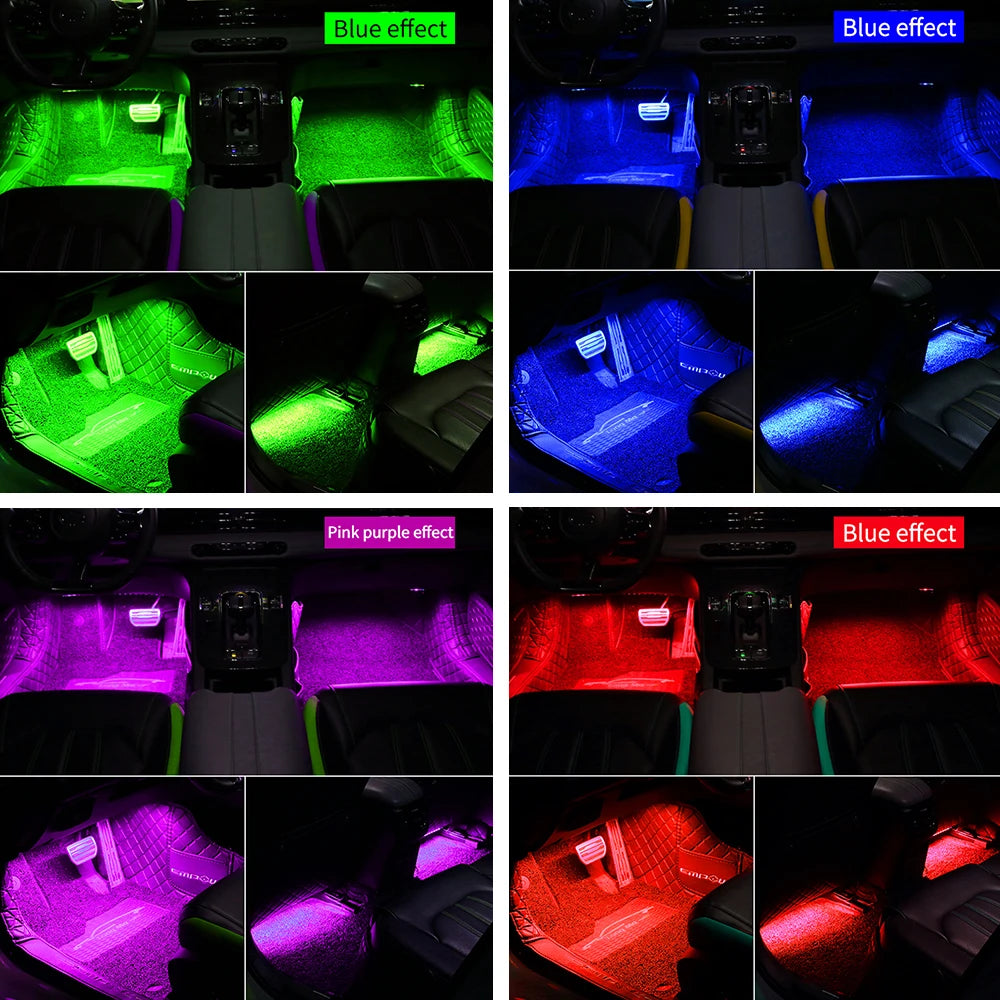 Car Foot Light Ambient Light Atmosphere Decorative Lamp RGB Decorative Lamp LED Car Interior Remote APP Control