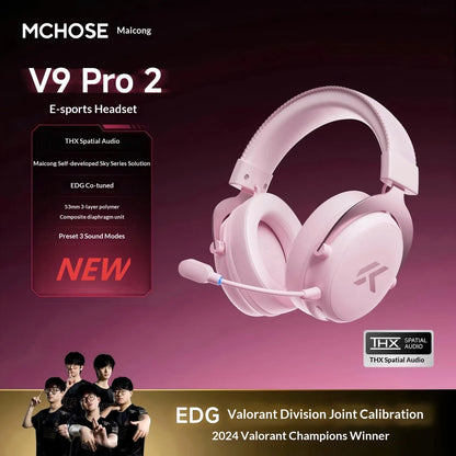 MCHOSE V9 Pro2 Gaming Headset, Over-Ear Quad-Mode Wireless Bluetooth Headphones for PC with Microphone (Delta Style)