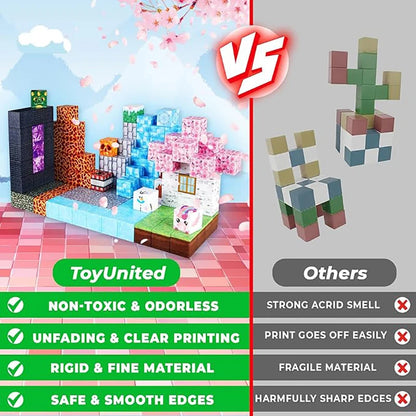 100-300pcs Magnetic Tiles Building Blocks Set,My World Figures Bricks, STEM Educational Toys for Kids Ages 3-10,Boys Girls Gifts