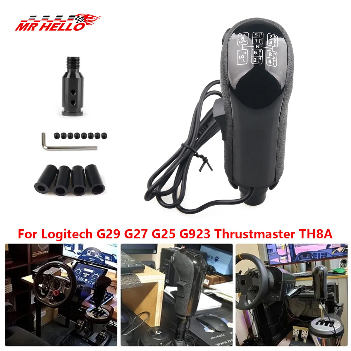 Simulator Game USB Gearshift Knob for Logitech G923 G29 G27 G25 TH8A for ETS2&ATS Euro Truck High Low Gear Simulator Shifter