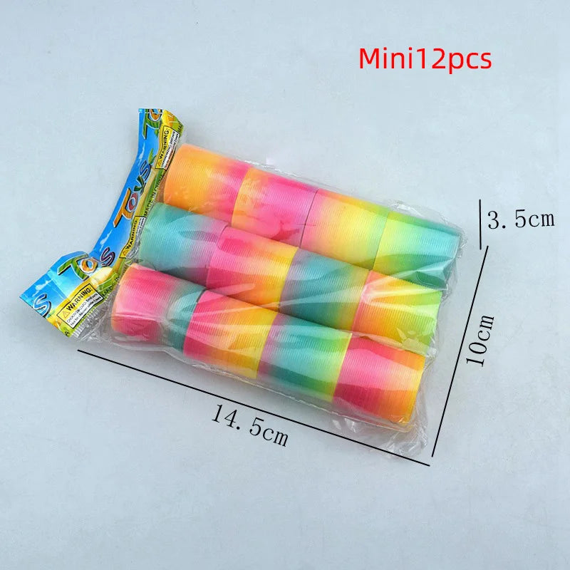 12/24 Rainbow Magic Springs Circle Toys Kids Birthday Party Favors Guests Giveaway Small Gifts Pinata Fillers Flexible Funny Toy