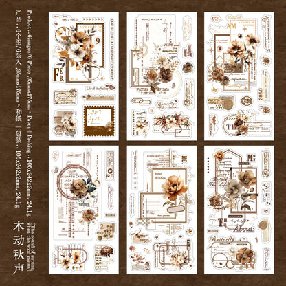 Journal GO 6pcs Flower Shadow Decorative Sticker Fresh Plant Flowers Collage Scrapbooking Label Diy Diary Journal Planner Label
