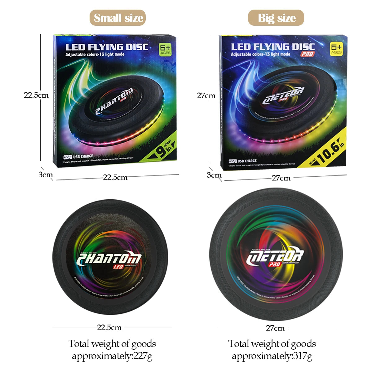 LED Flying Disc, Noctilucence Colorful Outdoor Leisure Toys Various Lighting Changes Lightweight and Fun Sport Game Gifts