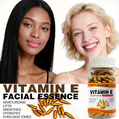 Vitamin E Deep Moisturizing Capsule Essence, Hydrates and Smooths Skin, Contains Plant-Based Squalane, Vitamin C, Deep Hydration and Skin Brightening Essence (0.4Gx90 Capsules)/Bottle-1 Bottle