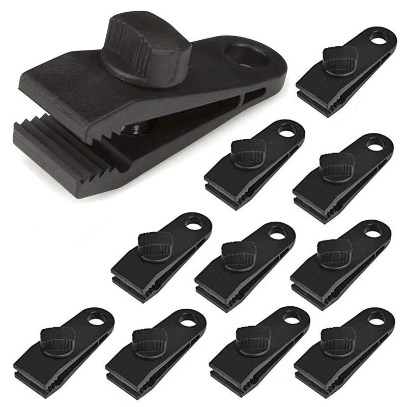 Tent Clips & Carabiner Set, Windproof Reinforced Clamps for Canopy Rainfly Fixing, Outdoor Use