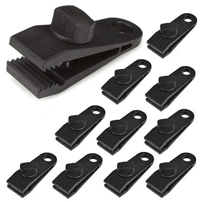 Tent Clips & Carabiner Set, Windproof Reinforced Clamps for Canopy Rainfly Fixing, Outdoor Use