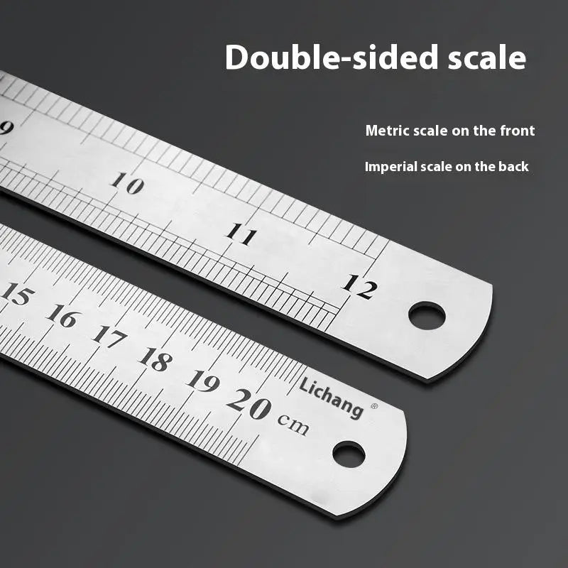 1Pcs 15/20/30/40/50/60100cm Stainless Steel Metal Straight Ruler For Home School Precision Measuring Tool Drawing Tool Supplies