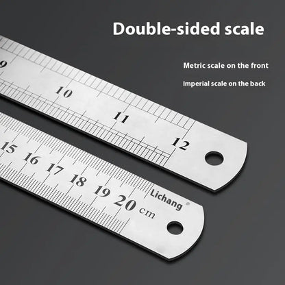 1Pcs 15/20/30/40/50/60100cm Stainless Steel Metal Straight Ruler For Home School Precision Measuring Tool Drawing Tool Supplies