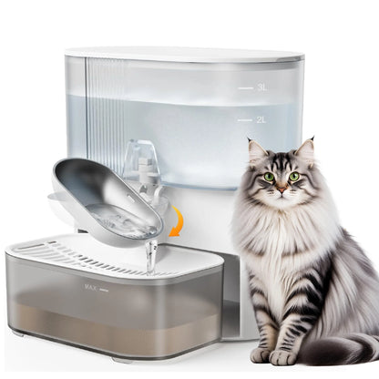 3L Pet Water Fountain,No Filter,Rechargeable Automatic Water Dispenser forCat&Small Dog,Wastewater Separation Always Fresh Water
