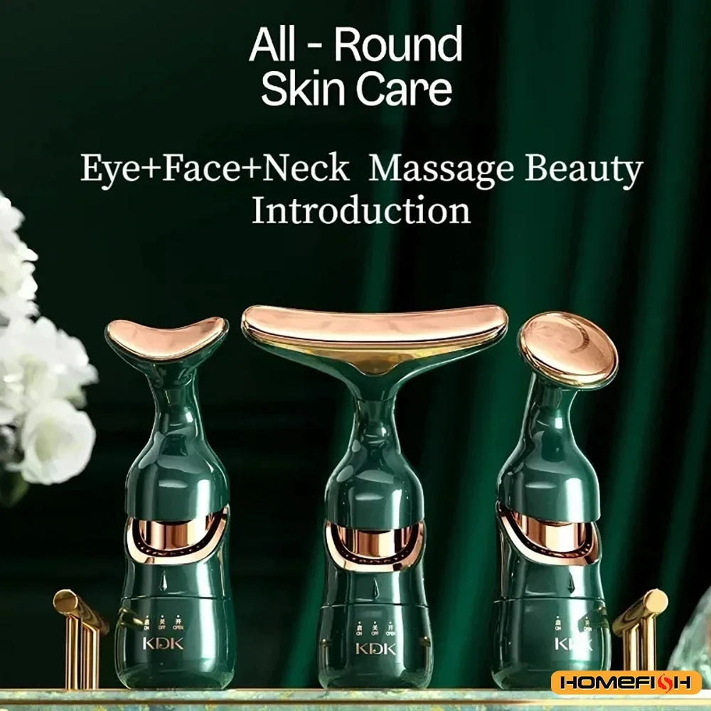 HOMEFISH Facial Sculpting Beauty System 3-in-1 Device with Sonic Vibration & LED Light Therapy for Lifting Firming & Glowing