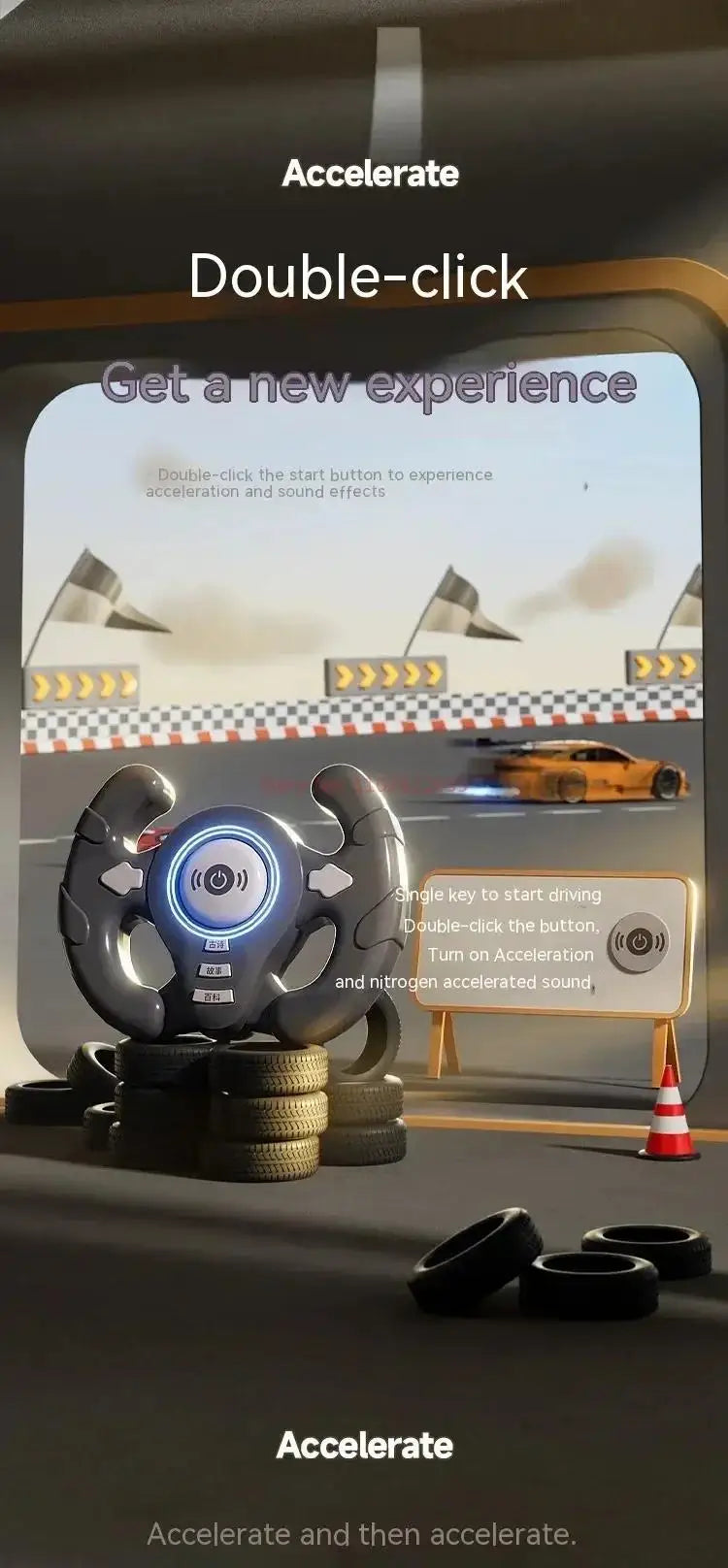 Simulated Driving Racing Car Board Game with Sound Interactive Simulation Racing Toy Car Racing Adventure Toy for 3+ kids gifts