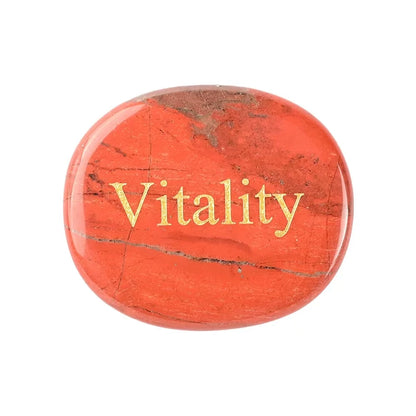 Crystal Worry Stone Double Plane Shaped Piece Inspirational Palm Stone, Engraved With Words To Relieve Worries Jade Energy Stone