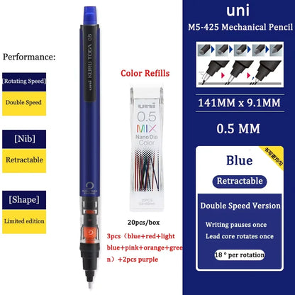 UNI KURUTOGA Mechanical Pencil M5-452 Creative Writing Continuous Sketch 0.5mm Lead Automatic Rotating Mechanical Pencil