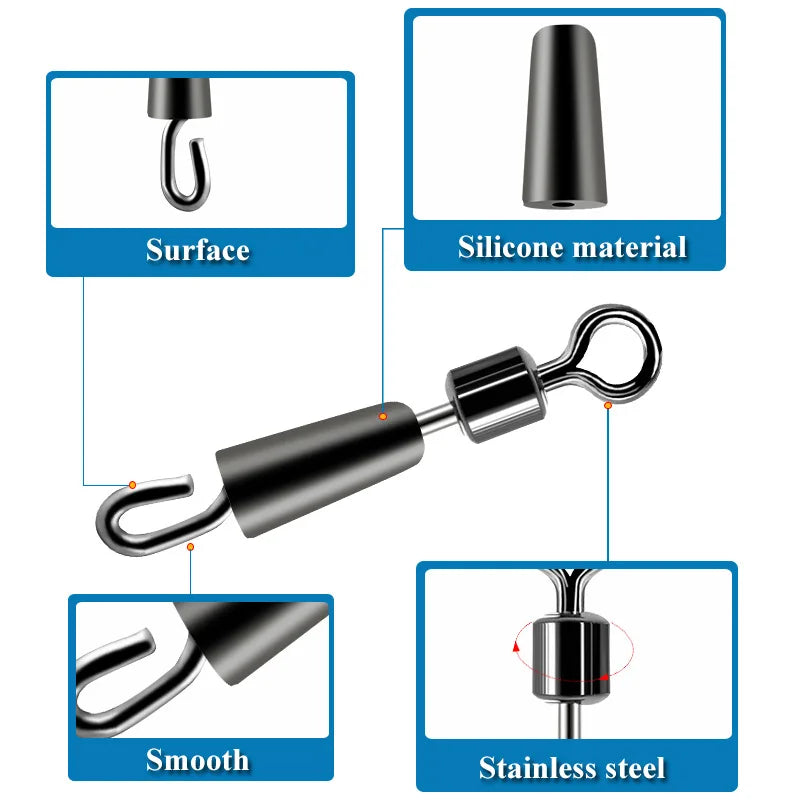 30/50PCSFishing Bearing Swivels Ball Bearing Swivel Solid Rings Fishing Connector Ocean Boat Quick Fast Link Connector