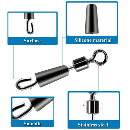 30/50PCSFishing Bearing Swivels Ball Bearing Swivel Solid Rings Fishing Connector Ocean Boat Quick Fast Link Connector
