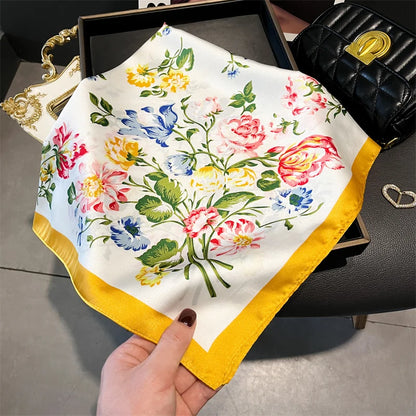 70cm Silk Feeling Square Scarf Women Satin Bandana Print Scarves Head Band Fashion Lady Hair Shawl Wrap Female Neckerchief Hijab