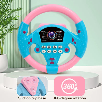 Eletric Steering Wheel Toy with Light Sound for Baby Kids Educational Portable Simulated Driving Steering Wheel Vocal ToysToys