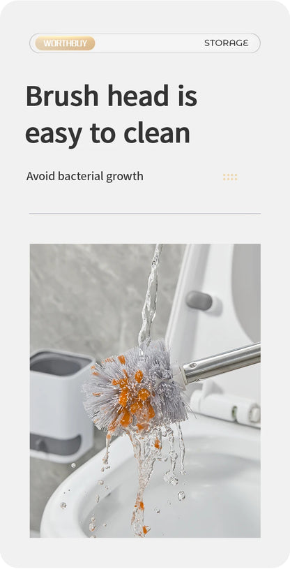 WORTHBUY Long Handle Plastic Toilet Brush With Drain Base Punch-Free Wall Mounted WC Toilet Cleaning Brush Bathroom Accessories