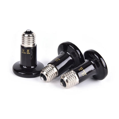 50/75/100W Reptile Heat Lamp Black Infrared Ceramic Emitter Heat Light Bulb Pet Brooder Touch Lamp For Chameleon Cage Snake Tank