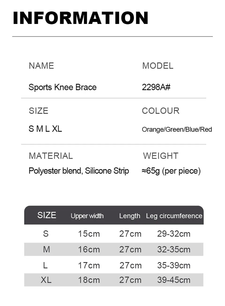 GTUBIKE 1PCS Compression Knee Support Sleeve Elastic Knee Pads Brace Springs Gym Sports Protector Basketball Volleyball Run