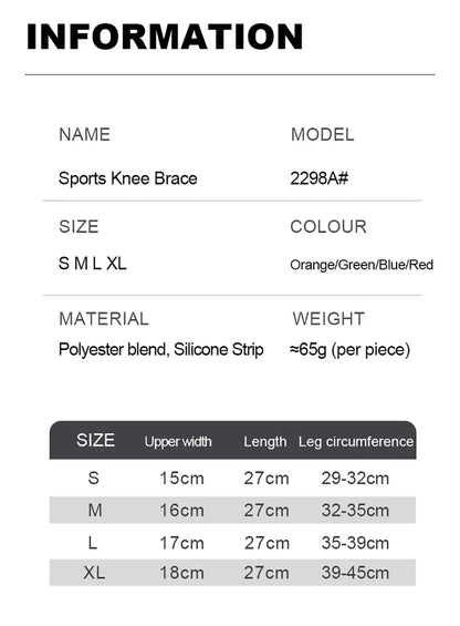 GTUBIKE 1PCS Compression Knee Support Sleeve Elastic Knee Pads Brace Springs Gym Sports Protector Basketball Volleyball Run