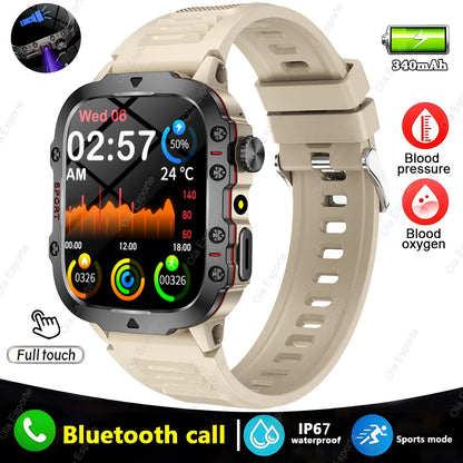 2025 Military Smartwatch GPS Men Flashlight Waterproof Outdoor Sports Tracker HD Bluetooth Calls Smart Watch New For Android IOS