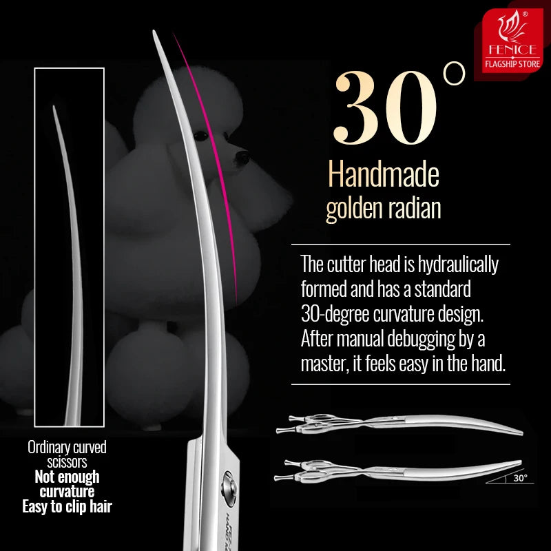 Fenice 6//6.5/7/7.5 Inch Professional Pet Dogs Grooming Scissors Set Straight&Curved &Thinner&Chunker Shear Scissors