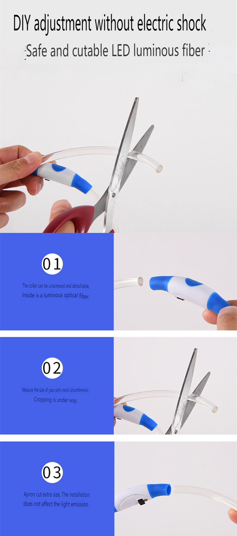 USB Charging Necklace Led Luminous Dog Collar Light , Flashing DIY Glowing Safety Anti Lost Cat Dogs Collar Accessories Supplies