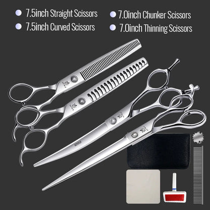 Fenice 6//6.5/7/7.5 Inch Professional Pet Dogs Grooming Scissors Set Straight&Curved &Thinner&Chunker Shear Scissors