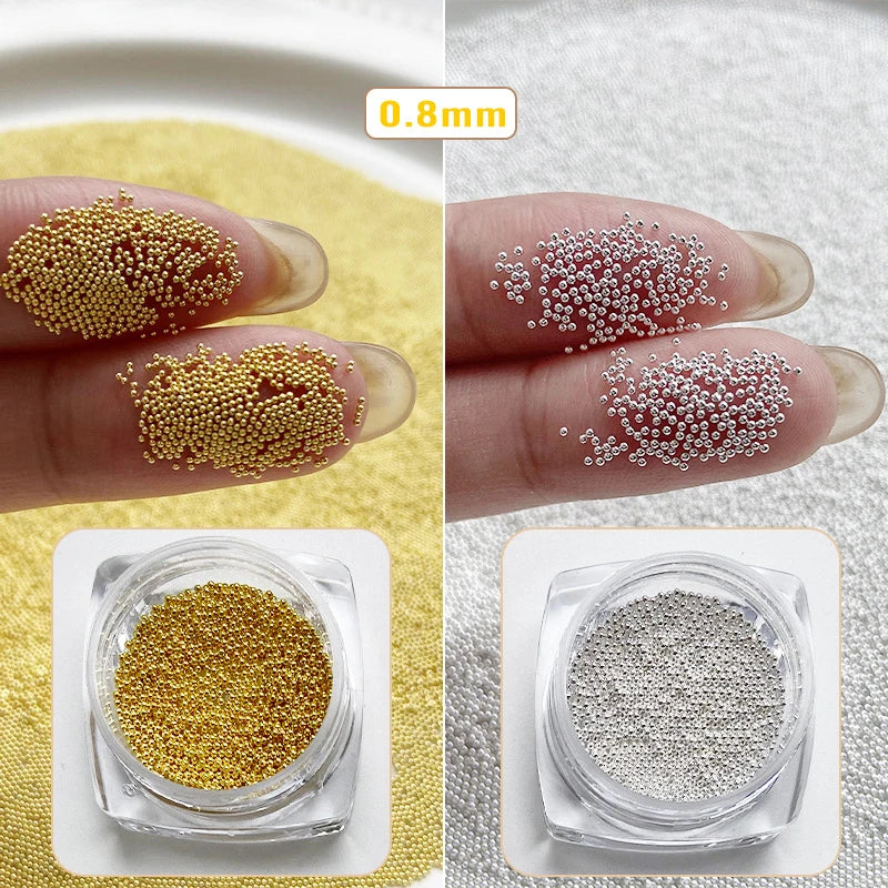 0.4mm-1.5mm Mini Steel Ball Metal Micro Caviars Alloy Nail Art Rhinestones Jewelry Manicure Accessories DIY Ornaments