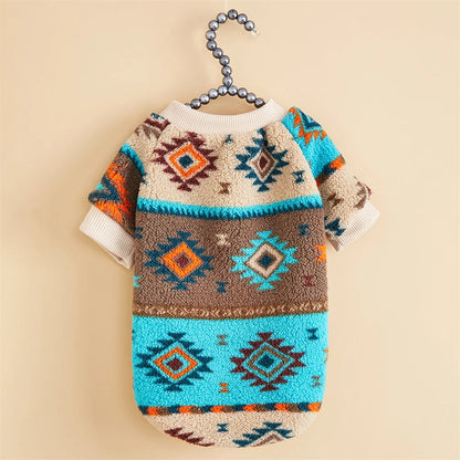Totems Print Puppy Dog Sweater for Small Dogs Winter Warm Pet Hoodie Clothes Poodle Schnauzer Bichon Pullovers mascotas Clothing
