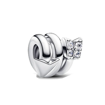 2025 New S925 Silver Spring Ball Bear Cross Pendant Suitable for Original Bracelets DIY Accessories Women's Charm Jewelry Gifts