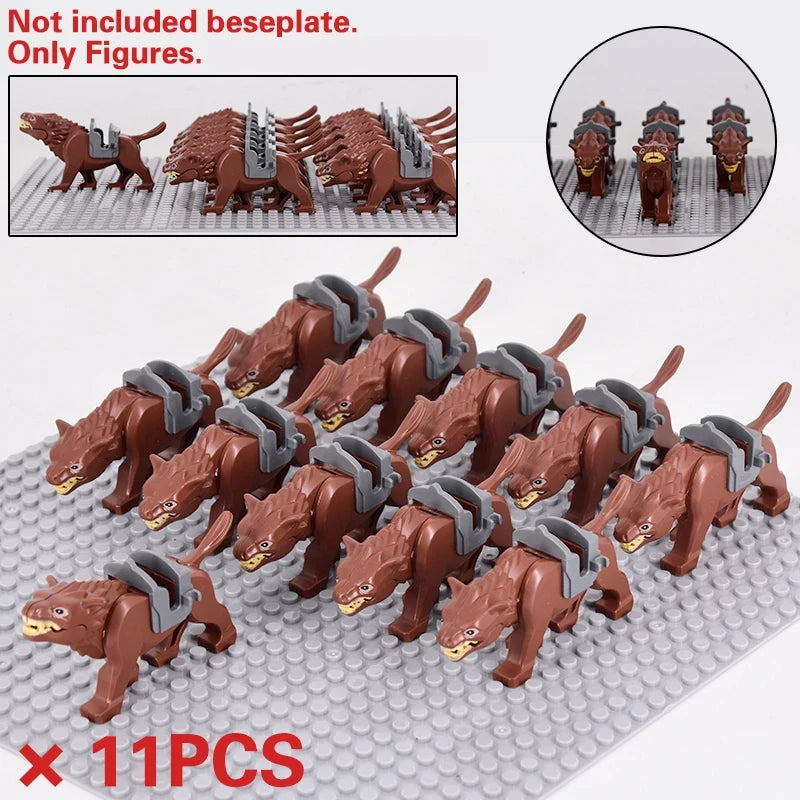 Medieval Military Sets Cavalry Figures War Horse Animals Building Blocks Parts Knight Weapons Accessories Toys for kids gifts
