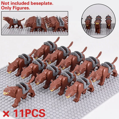 Medieval Military Sets Cavalry Figures War Horse Animals Building Blocks Parts Knight Weapons Accessories Toys for kids gifts