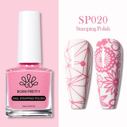 BORN PRETTY 10ml 25 Colors Nail Stamping Polish Nail Art Varnish with Peel Off Nail Latex Black White Colorful Stamp Polish