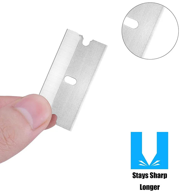 100Pcs Razor Scraper Blades Car Sticker Remover Window Glass Paint Scraper Cleaning Tool Steel Non Scratch Replacement Blades