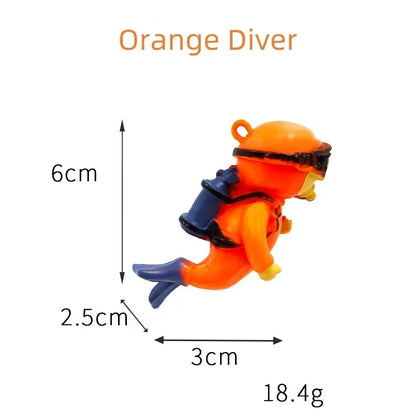 Fish Tank Scenery Ornaments Diver Decor Blue Fatty Diver Ornamental Fish Tank PVC Solid Floating Doll Aquarium Hanger Safe