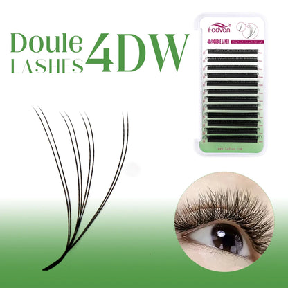 FADVAN 8D W Double Layers 4D W Shape Lashes  Extension C/D Natural Soft Volume Fan Lash 0.07 C/D Curl Premade Fax Mink Eyelashes